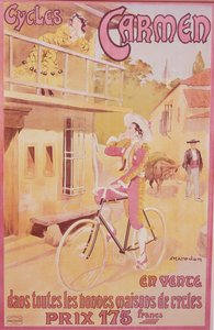 Affisch som reklamerar Carmen-cyklar, sent 1800-tidigt 1900-tal av Marodon