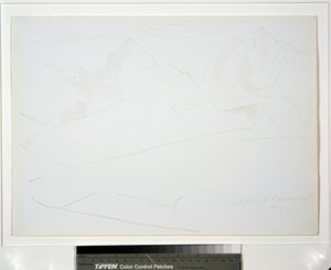 Berglandskap med moln av Marsden Hartley