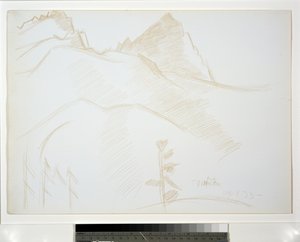 Bergslandskap med tallar av Marsden Hartley