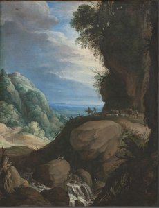 Italienskt bergslandskap med herdar