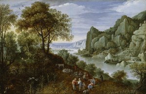 Flodlandskap med gruvdrift, 1620-29
