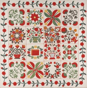 "Album Quilt", Baltimore, Maryland, ca 1861 (bomull med siden och ull) av Martha E. Keech