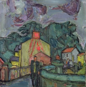 Welsh Village (olja på duk) av Martin Bloch