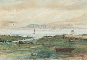 Eftermiddag lågvatten: Broughty från Tayport