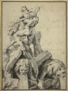 Hercules och Antaeus Design för en fontän av Martin Desjardins