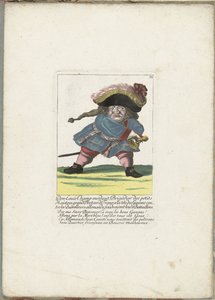 De Franse dwerg Don Luis Champ-merdant, ca. 1710 Don Luis Champ-merdant, Brigadier of the Little Masters, Grand Breteur of France, i spetsen för Gascons mot de tyska grälarna, slår ner deras bataljoner (titel på objekt) Il Callotto återupplivades av Martin Engelbrecht (attributed to)