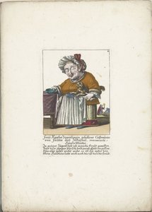 De dwerg Frau Agatha Zipperlingin met hondje, ca 1710 Fru Agatha Zipperlingin, född Castaunin von Falten und Zeckerthal, känd hundmamma (titel på objektet) Il Callotto resurcitato eller nyinrett litet skåp (serietitel) av Martin Engelbrecht (attributed to)