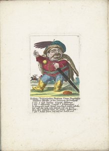 De dwerg Holloka Chimichko Buttiam uranium as huzaar, ca 1710 Holloka Tschimitschko Buttiam Uran, Ragoßischer Hussarns överste i Neuheussl-garnisonen (titel på objektet) Il Callotto resurcitato eller nyinrett litet skåp (serietitel) av Martin Engelbrecht (attributed to)