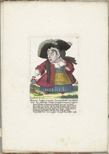 De dwerg Madame Sophia Luxuria, ca 1710 Madame Sophia Luxuria, general Staabs kroppstvättare av det trimmade, fria Granatir-Companie Capitana (titel på objektet) Il Callotto resurcitato eller nyinrett litet skåp (serietitel)