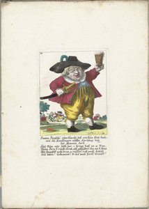 Dwergen Simon Flenschl, ca 1710 Simon Flenschl, förman för de rika Freij-bönderna i Knolsingen på Kirchtag nära Gmain Zech (titel på objekt) Il Callotto resurcitato eller nyinrett litet skåp (serietitel) av Martin Engelbrecht (attributed to)