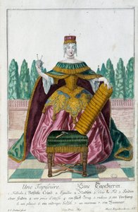 En klädsel. Gravyr av Martin Engelbrecht (1684-1756), i "" Ny sammansättning av manouvries habilles"" 1700-tal, Tyskland. Paris, Dekorativ konst av Martin Engelbrecht