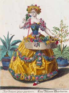 Trädgårdsmästare, gravyr från Assemblage des nouveau manouvries habilles av Martin Engelbrecht (1684-1756), Tyskland av Martin Engelbrecht