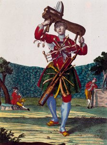 Tillverkare av flöjter, gravyr från Assemblage des nouveau manouvries habilles av Martin Engelbrecht (1684-1756), Tyskland av Martin Engelbrecht