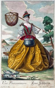 Metier: En fisk. Gravyr av Martin Engelbrecht (1684-1756), i "New assembly of the manouvries habilles" 1700-talet, Tyskland. Paris, dekorativ konst av Martin Engelbrecht