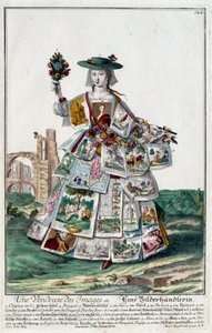 Metier: En bildförsäljare. Gravyr av Martin Engelbrecht (1684-1756), i "" Ny sammansättning av manouvries habilles"" 1700-tal, Tyskland. Paris, Dekorativ konst av Martin Engelbrecht