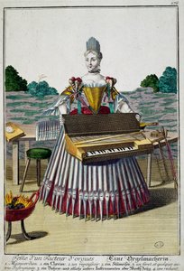 Orgelmakarens hustru, gravyr från Assemblage des nouveau manouvries habilles av Martin Engelbrecht (1684-1756), Tyskland av Martin Engelbrecht