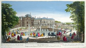 Utsikt över Chateau de Saint-Cloud nära Versailles, mitten av 1700-talet (färggravyr) av Martin Engelbrecht