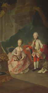 Två barn till kejsarinnan Maria Theresia av Österrike (1717-80) Leopold (1747-92) (senare kejsar Leopold II) och hans syster prinsessan Maria Christine (senare hustru till Albert Sachsen-Teschens grundare av Alb