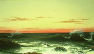 Havslandskap: Solnedgång, 1861 av Martin Johnson Heade