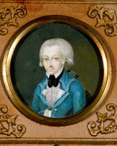 Österrike, Porträtt av den österrikiske kompositören Wolfgang Amadeus Mozart (1756 - 1791), ca 1773 (miniatyr på elfenben)