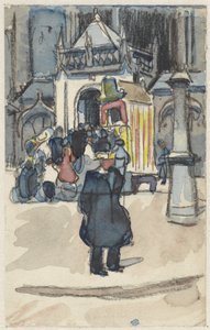 Dockteater på Dam-torget, framför Nieuwe Kerk