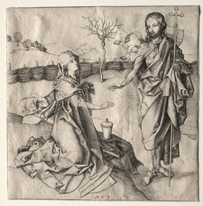 Kristus visar sig för Magdalena. av Martin Schongauer