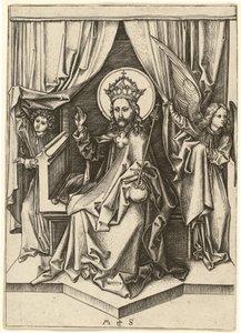 Kristus på tronen, med två änglar av Martin Schongauer
