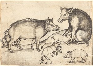 Familj av grisar av Martin Schongauer