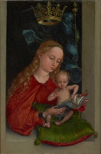 Madonna med barn i ett fönster, ca 1485-1490 (olja på pannå)