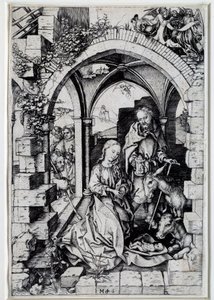 Nativitteckning av Martin Schongauer (1450-1491) 1400-talets Paris. av Martin Schongauer