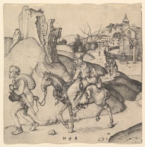 Bondfamiljen på väg till marknaden, ca. 1435-1491. av Martin Schongauer