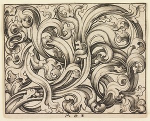Horisontell fyllning på en ljus bakgrund (horisontell prydnad) av Martin Schongauer