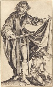 Saint Martin delar sin mantel av Martin Schongauer