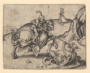St George Slaying the Dragon, ca. 1435-1491. av Martin Schongauer