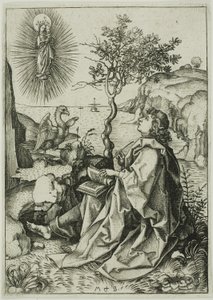 Johannes evangelisten på Patmos av Martin Schongauer