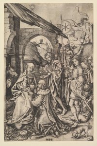 Tillbedjan av Magi, ca. 1435-1491. av Martin Schongauer