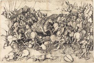 Slaget vid Sankt Jakob vid Clavijo av Martin Schongauer