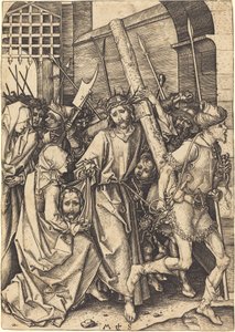 Korsets bärande med Saint Veronica av Martin Schongauer