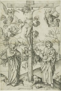 Korsfästelsen med fyra änglar av Martin Schongauer