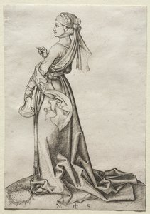 Den första av de dåraktiga jungfrurna. av Martin Schongauer