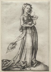 Den fjärde vise jungfrun. av Martin Schongauer