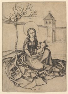 Madonnan och barnet på gården, ca. 1435-1491. av Martin Schongauer