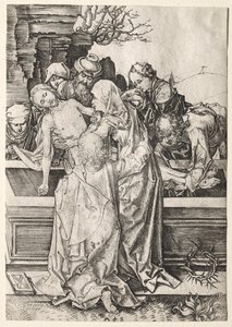 Passionen: Gravläggningen. av Martin Schongauer