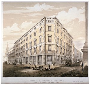 Mrs J&R Morleys lager, hörnet av Wood Street och Gresham Street, London, c1840. av Martin and Hood