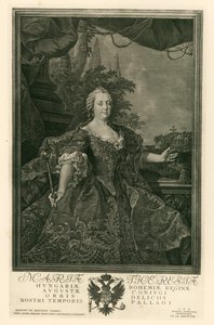 Maria Theresia, tysk-romersk kejsarinna (gravyr) av Martin van (after) Mytens or Meytens