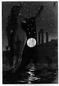 Photis förvandlade av misstag Lucius till en åsna Les Metamorphoses (Gyllene åsnan eller Asinus aureus), en roman skriven av Apulee (Lucius Apuleius) (cirka 125-cirka 180) på 200-talet. Etsande vatten av Martin Van Maele av Martin van Maele