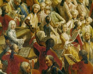 Ceremoniell middag i samband med kejsar Joseph II:s och Isabella av Parmas bröllop (olja på duk)