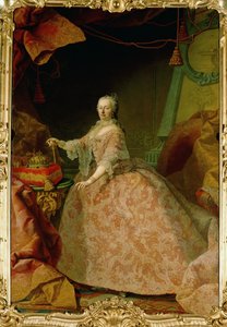 Kejsarinnan Maria Theresia i en dräkt av brysselspets, en gåva från de flamländska godsen ... (olja på duk)