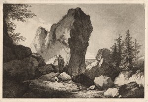 Bergslandskap med en klipphäll