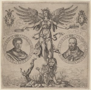 Alexander de Medici och Cosmo de Medici av Martino Rota